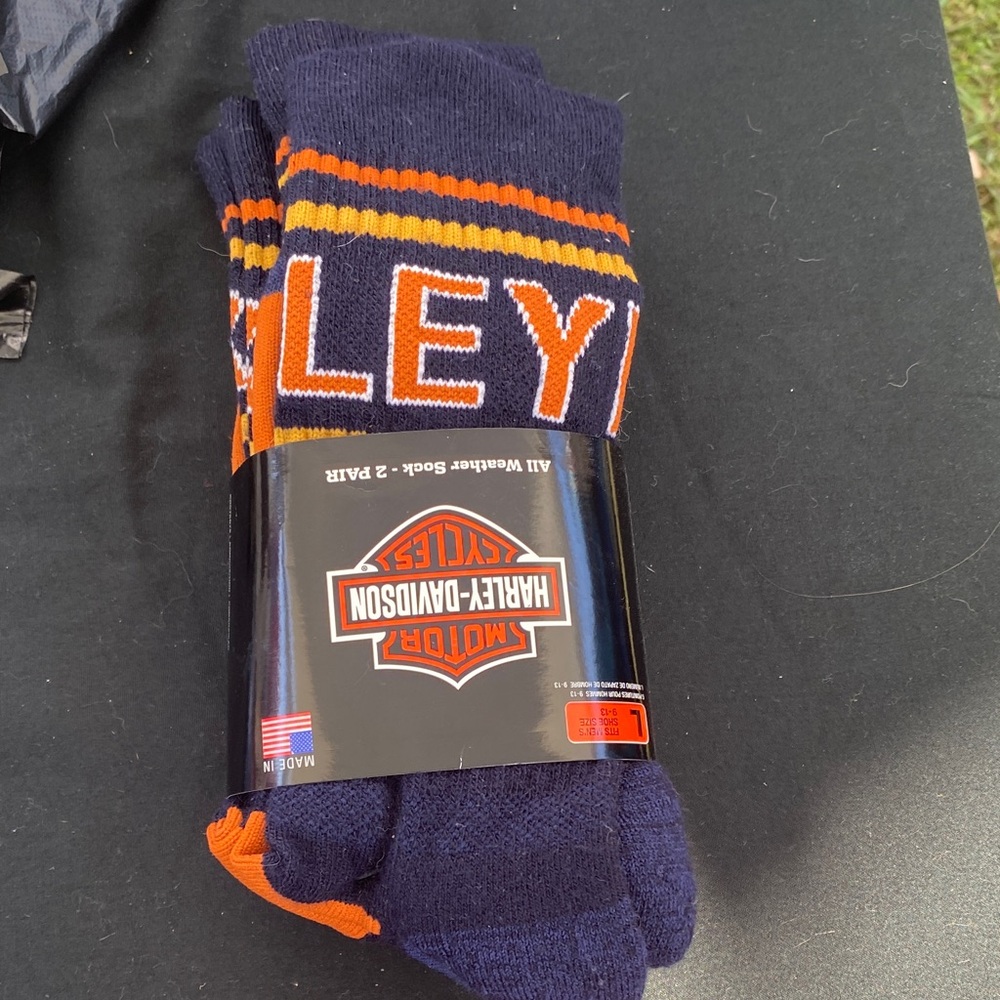 Harley-Davidson Dark Blue and Orange Casual Socks